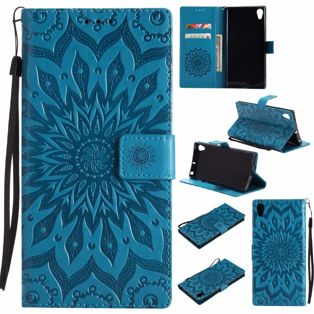 

maosenguoji Embossing Sunflower Leather case Mobile Phone Case for Sony XA ULTRA/C6 XPERFORMACE XZ1 Compact luxury Business case