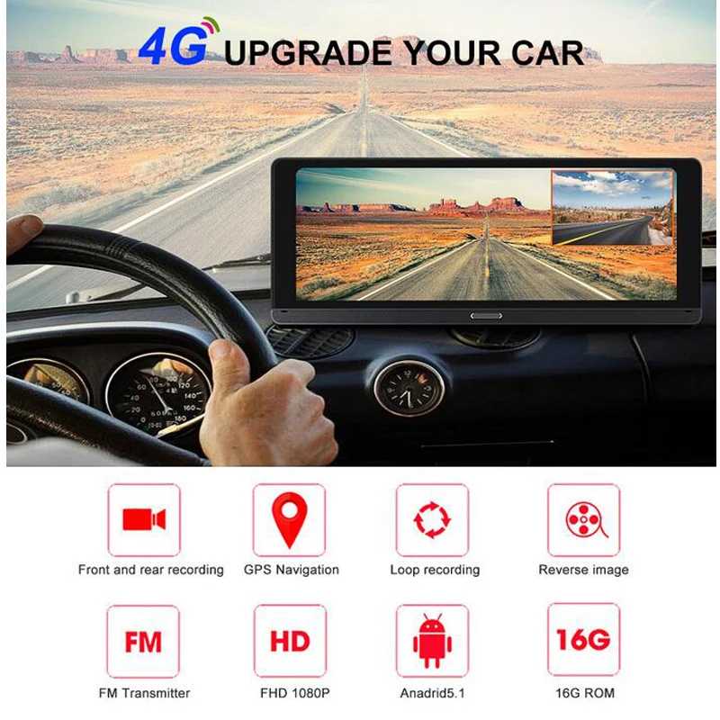 QUIDUX Автомобильный видеорегистратор 8 0 &quotgps навигация FHD 1080 P Android автомобильная