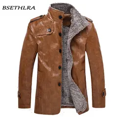 BSETHLRA 2018 зима PU куртки для мужчин утолщаются повседневное Стиль Slim Fit бурелом Топ дизайн качество модная брендовая одежда M-4XL