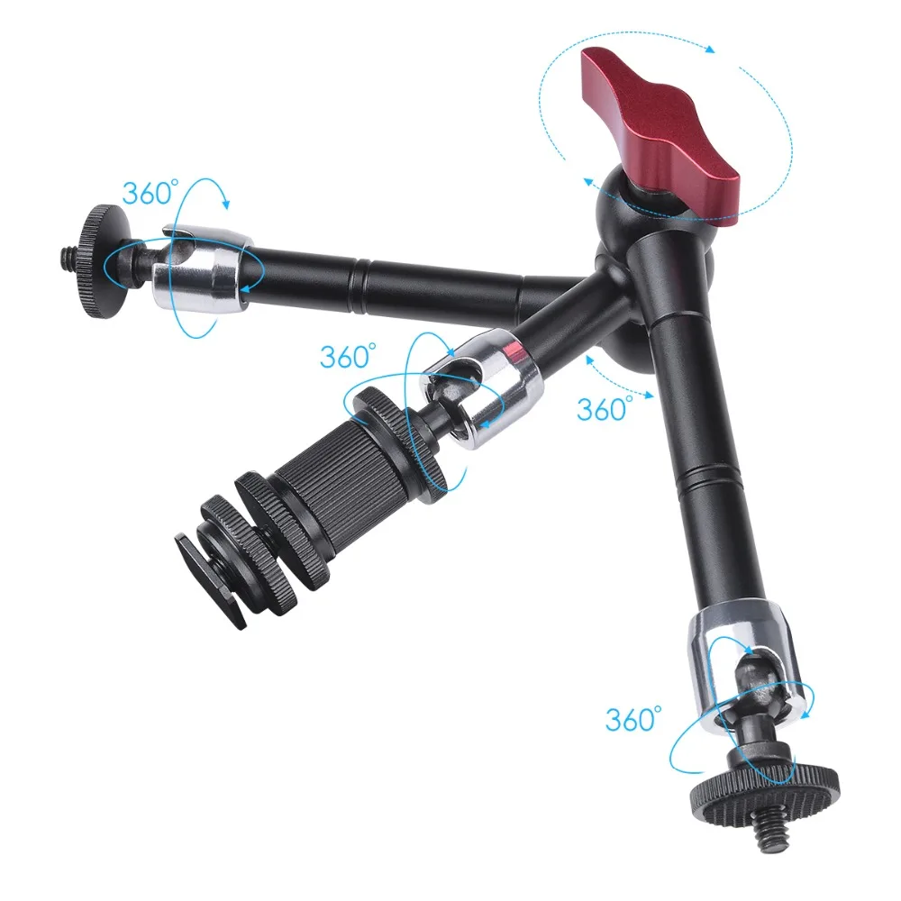Adjustable Aluminum Alloy 3 Magic Arm Camera Clamp Mount Holder Rig for Gopro Sony Action Camera LED Flash Light Bicycle Bike (6)