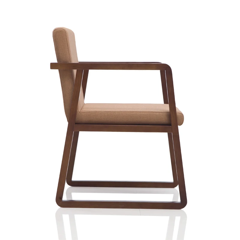 

Nordic Solid Wood Dining Chair Coffee Restaurant Lounge Chair Hotel Conference Chair Study Modern Fabric Backrest Armchair