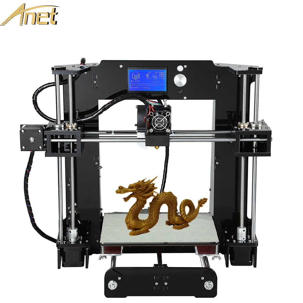Finest!!!Aluminum Extrusion head &Hotbed Anet A6 Reprap Prusa i3 3D Printer Kit DIY With Free 2Rolls filament 16GB Card LCD