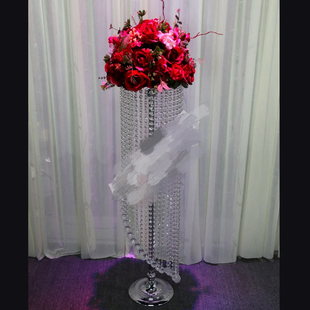 

90CM by Dia.20cmTall/20pcs Lot/K9 Crystal Wedding Centerpiece Stand/Wedding Candelabra/20cm Top Flower Plate