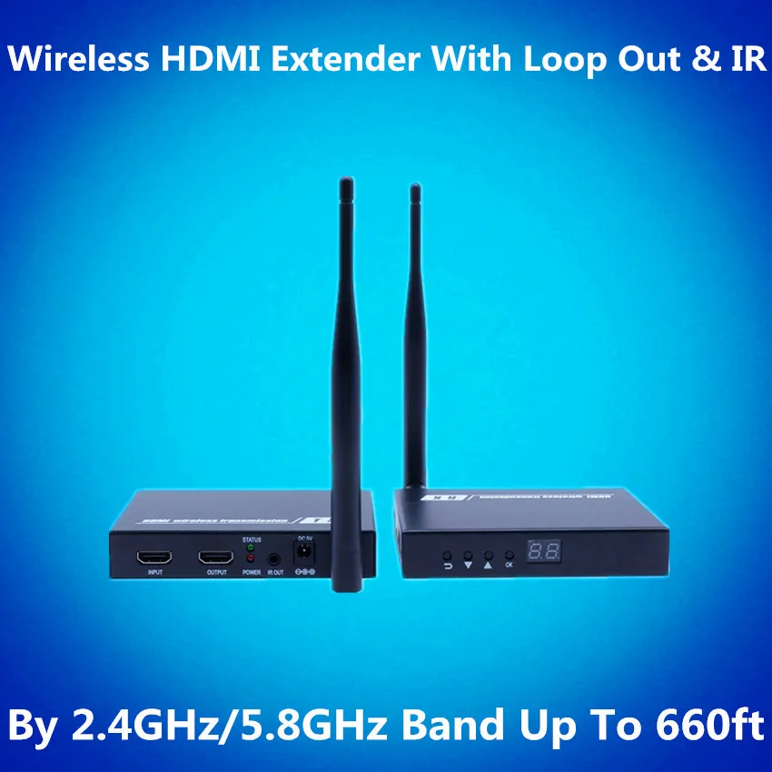 2.4GHz/5.8GHZ 660ft ProAV Wireless WIFI+Loop Out+IR+HDMI Extender Kit 200m 1080P Wireless HDMI Video Audio Transmitter Receiver