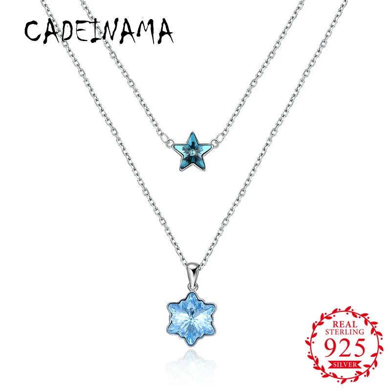 

CADEINAMA Fashion 100% 925 Sterling Silver Pendant Necklace Stars Austrian Crystal Charms Chokers Neckalce Jewelry Gifts Women