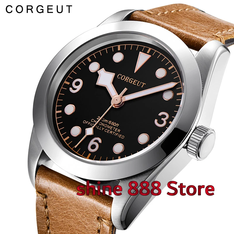 

41mm corgeut Black Dial Sapphire Glass Polished Bezel Deployment Clasp Date 21 jewels Miyota Automatic Mechanical men's Watch