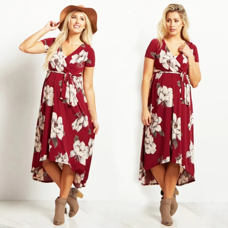 Dress Elegant V-neck Floral ...