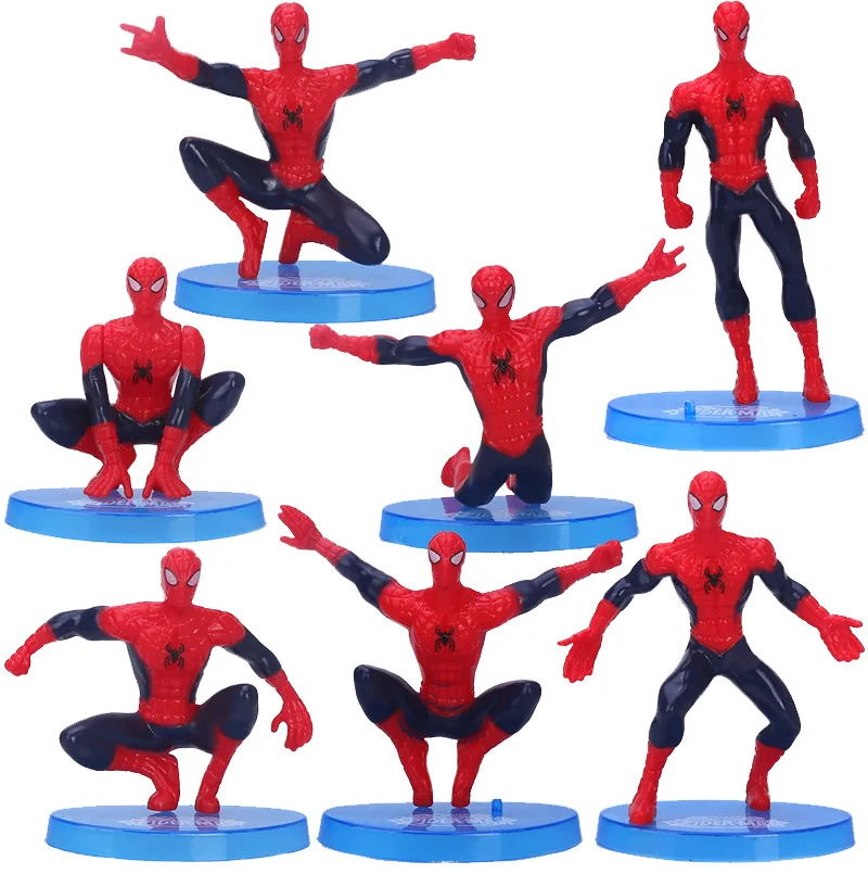 

7pcs Pack Spiderman Action Figure Cake Decorate Avengers Cute Spider Man Toys Dolls Gift for Kids Boys Girls