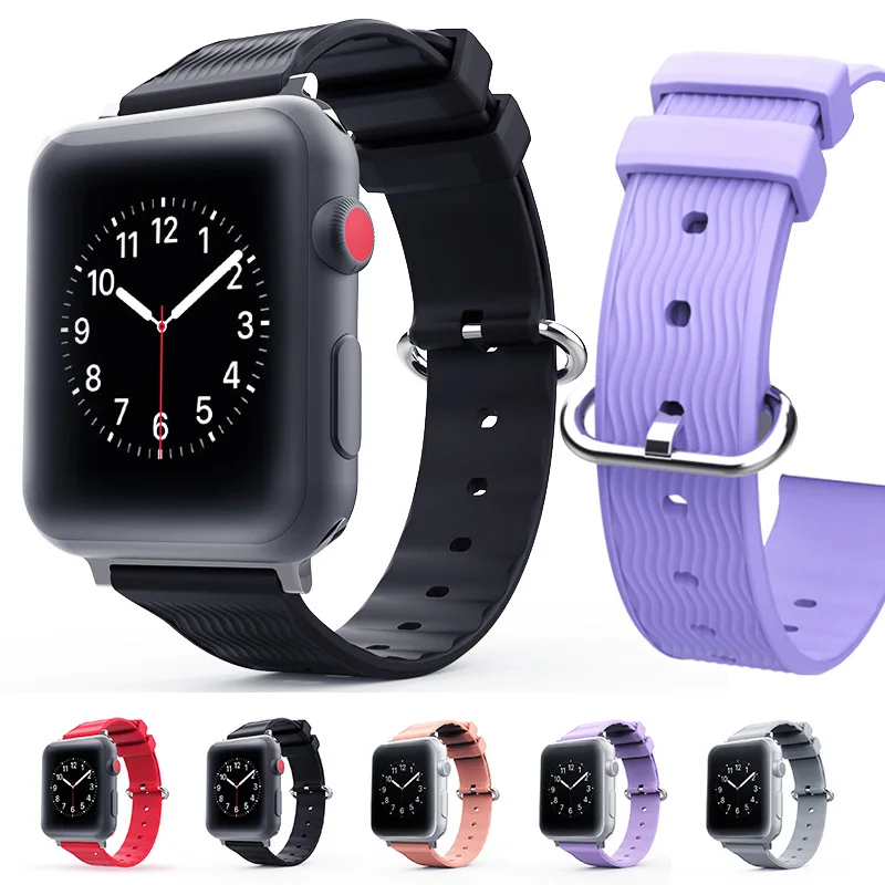 

YUKIRIN Wave Pattern Silicone Strap for Apple Watch Band Series 4 3 2 1 for iwatch 38mm 40mm 42mm 44mm Replaceable Accessories