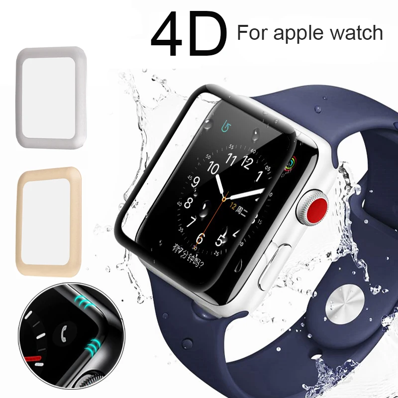 Full Coverage Tempered Glass For Apple watch 4D 3D Curved Surface Film 38mm 42 mm Screen Protector For Apple Series watch 1 2 3