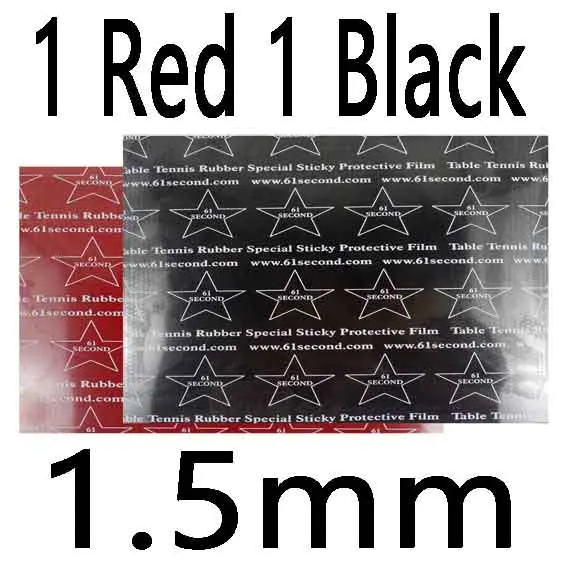 1 red 1 black 1.5mm 2 шт. 61second THUNDER LM тренировочная резиновая ракетка для настольного тенниса с губкой - Цвет: 1 red 1 black 1.5mm