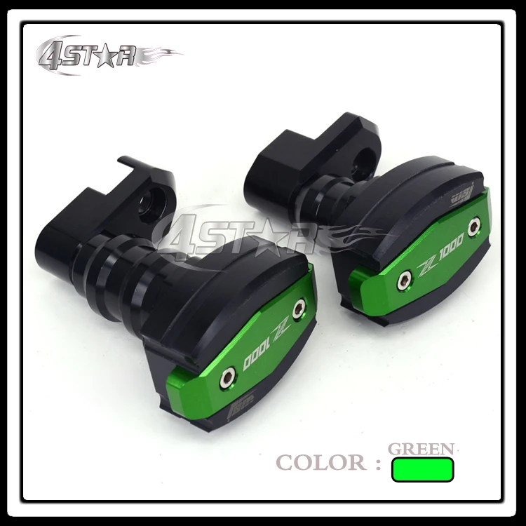 

Aluminum Green Left and Right Motorcycle Frame Slider Anti Crash Protector For Z1000 2010-2016 Motocross Dirt Bike