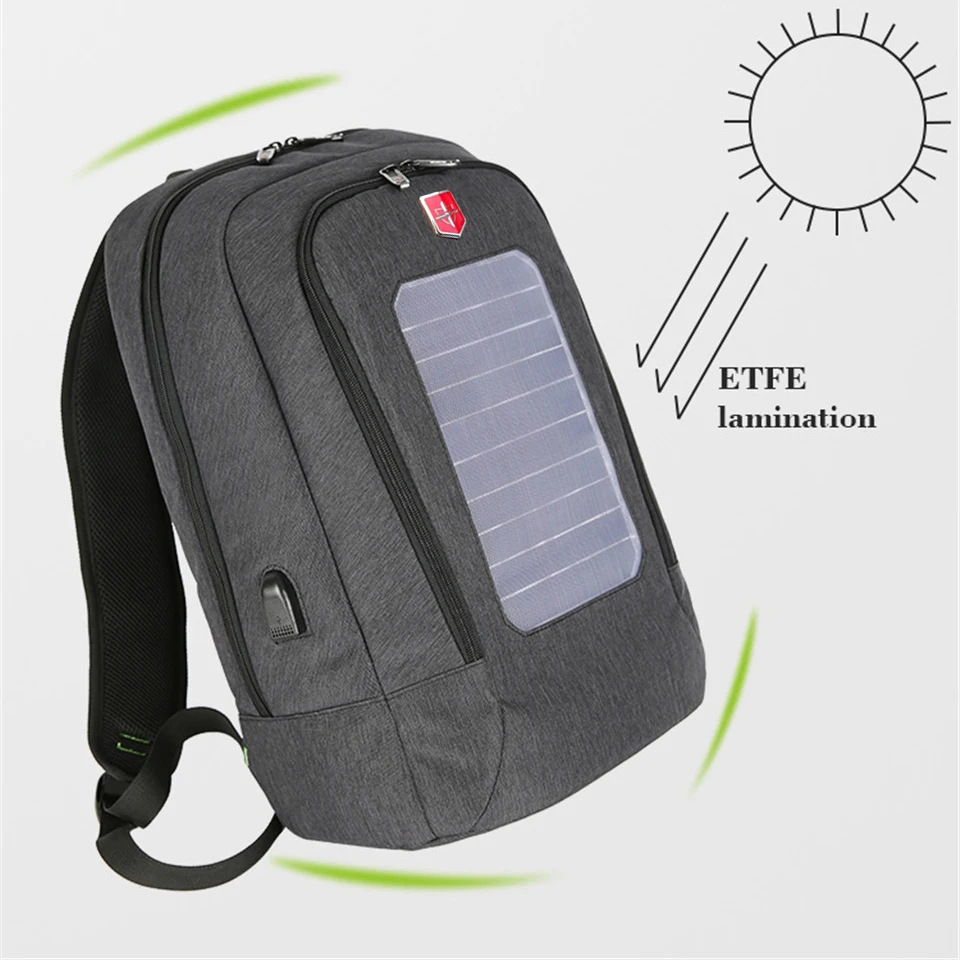 Мужской рюкзак с солнечной панелью, Usb зарядка, противоугонные рюкзаки для ноутбука 15,6 дюймов, мужские водонепроницаемые дорожные сумки, солнечное зарядное устройство, дневные пакеты
