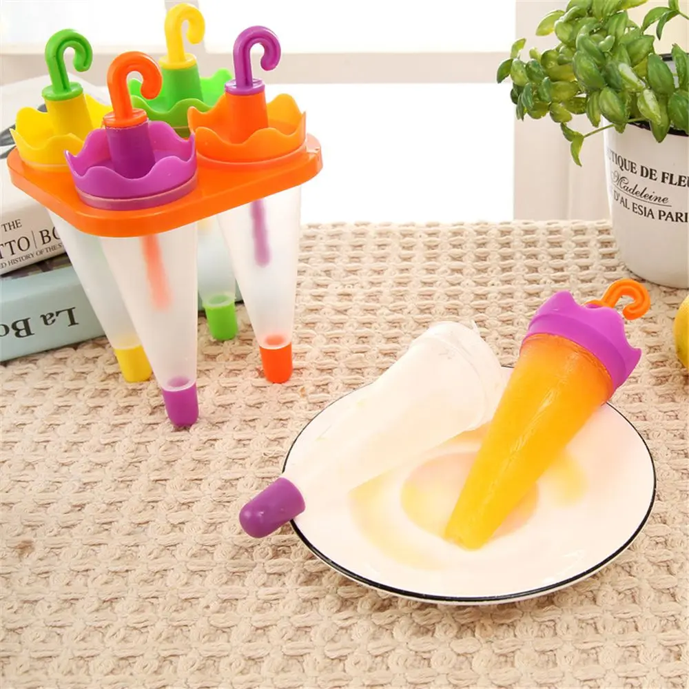 Durable Plastic 4 Cell Mould Cool Summer Frozen Umbrella Shaped Ice