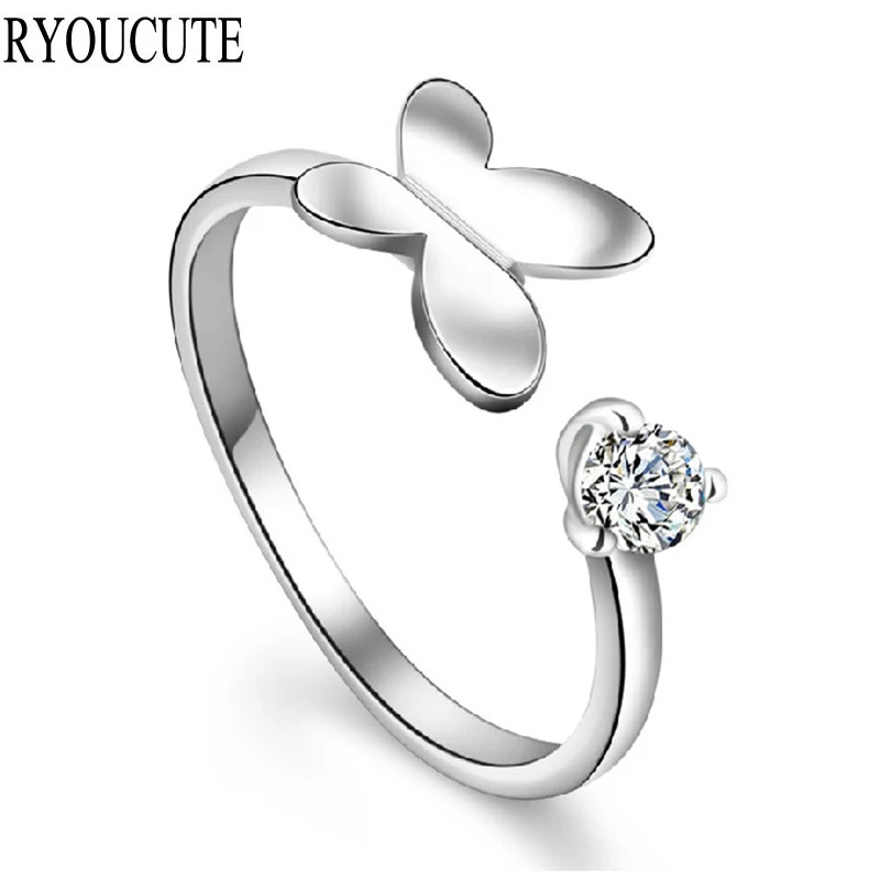 

Fashion 925 Sterling Silver Butterfly Rings for Women Adjustable Size Wedding Animals Zirconia Finger Ring Anillos Mujer Bijoux