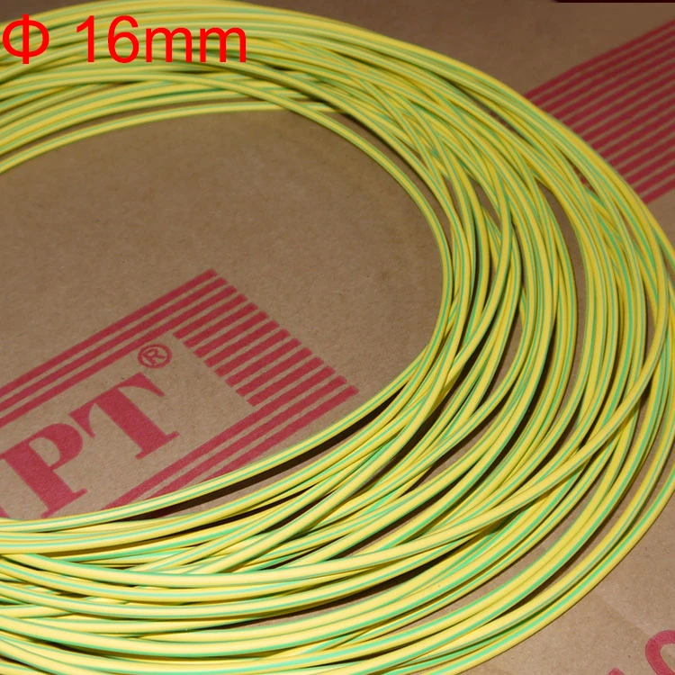 

3M 16mm Dia 2:1 Double Color Earth Line Cable Flame Retardant Yellow-Green Yellow & Green Heat Shrinking Tubing Shrinkable Tube