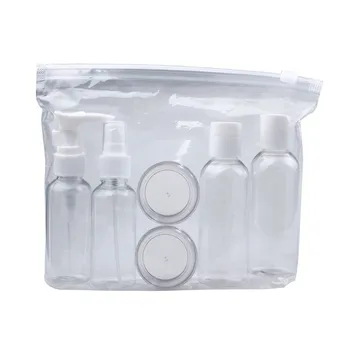 

New Portable Convenience Plastic Transparent Clear Travel Cosmetic Water Bottle Points Bottling Six Sets White High Quality