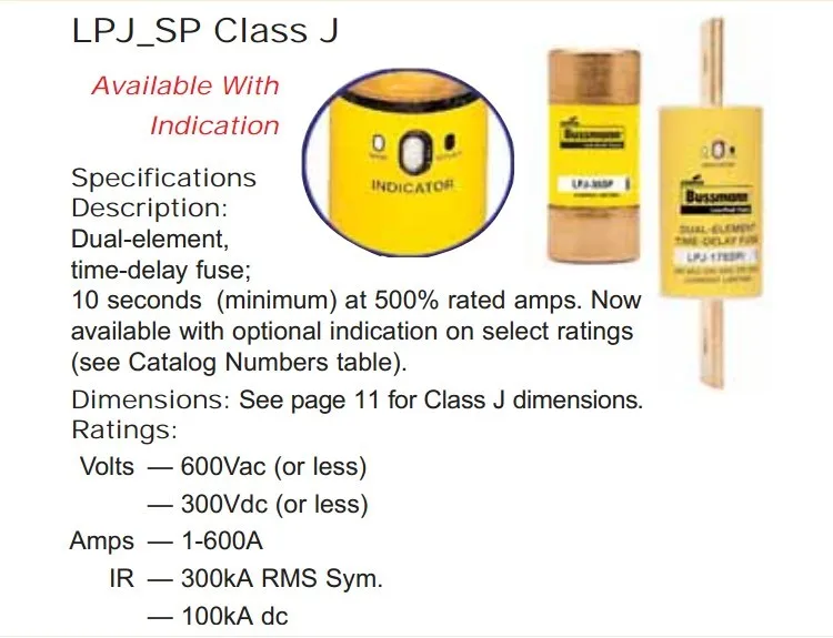 США предохранитель BUSSMANN низкопиковый предохранитель LPJ-8SP 8A LPJ-7SP 7A