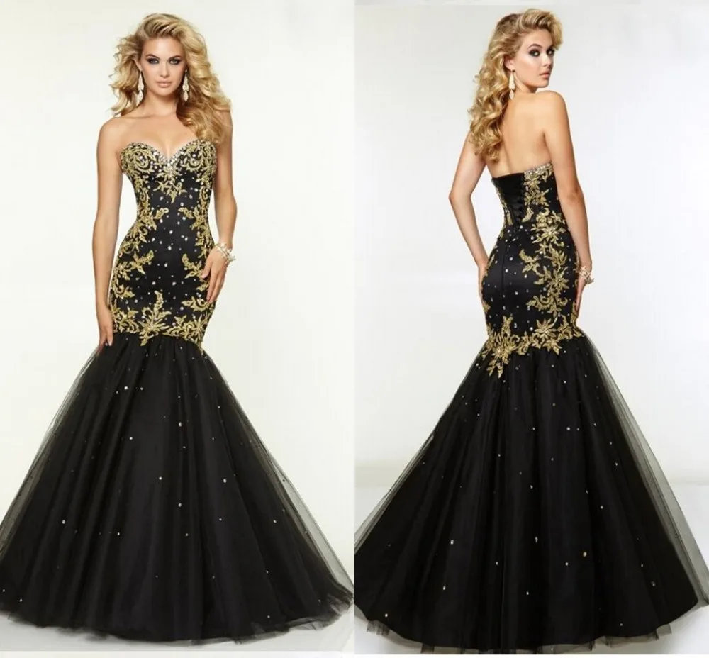 black and golden gown