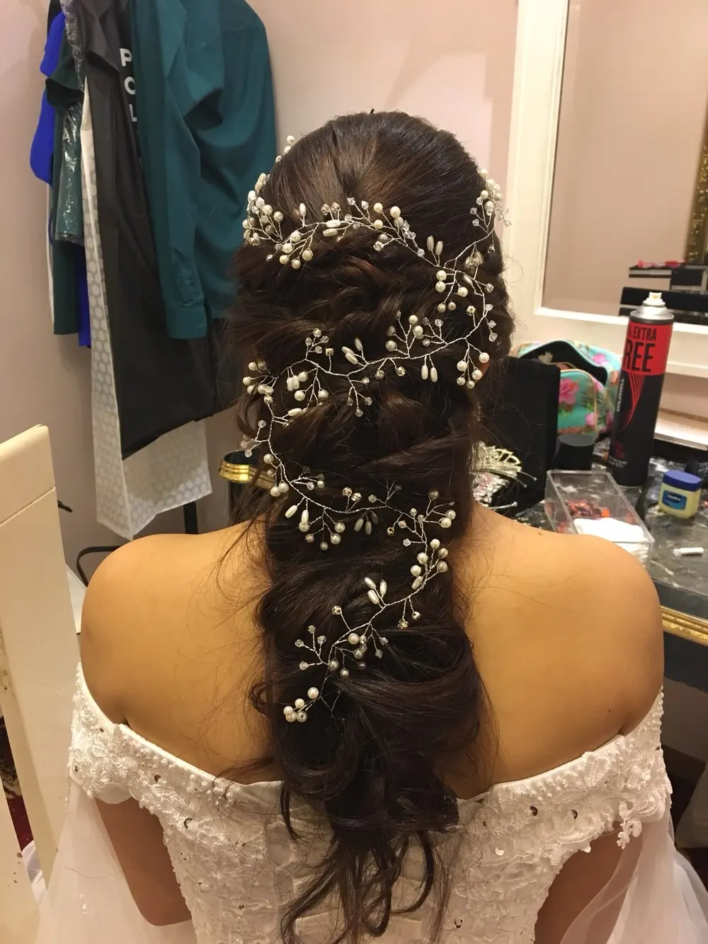 Missgrace Bridal Rose Gold Extra Long Hair Vine Rhinestones Headpiece Wedding Hair Accessories (9)