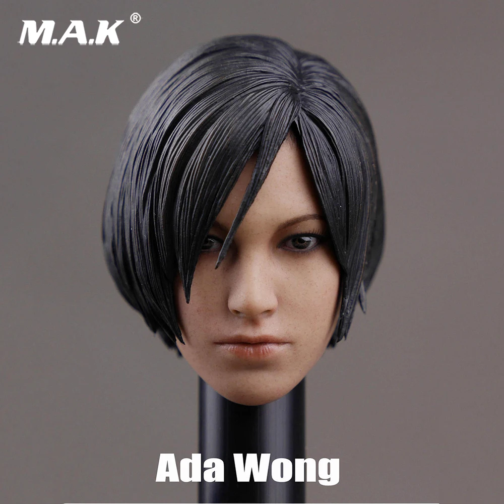 

1/6 Female Head Sculpt Ada Wong Head Carved Resident Evil Girl Head Model F 12" pale color woman body Collection Doll Toys Gift