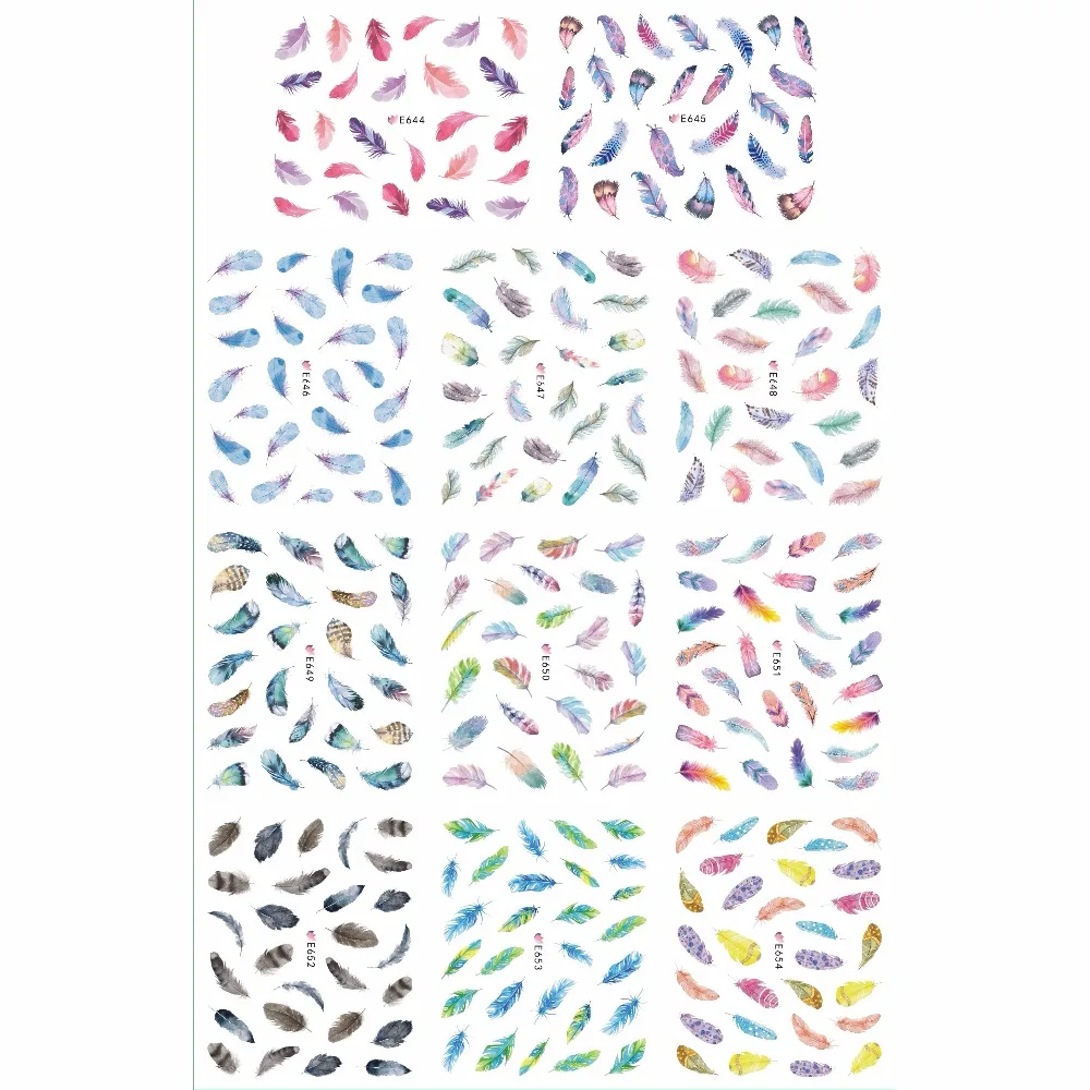 

11 PCS / LOT SIMULATION SELF-ADHESIVE 3D NAIL TATTOOS STICKER SLIDER BIRD GROUSE GOOSE FEATHER DUCK SWAN E644-654