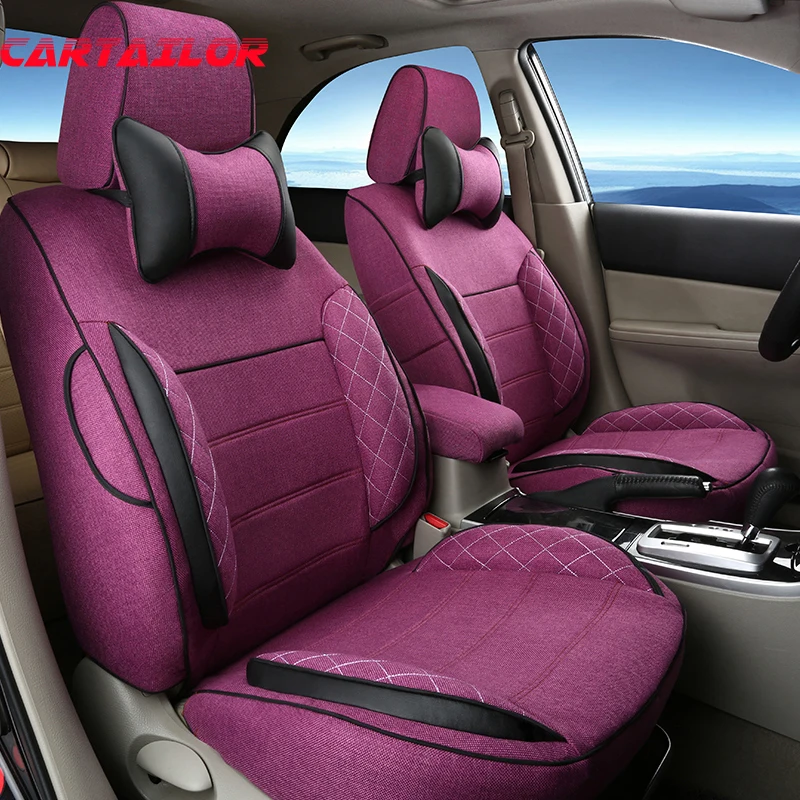 

CARTAILOR Flax Cover Seats for Land Rover Discovery Sport 2016 Car Seat Cover Accessories Set Balck Car Cushion Covers Protector