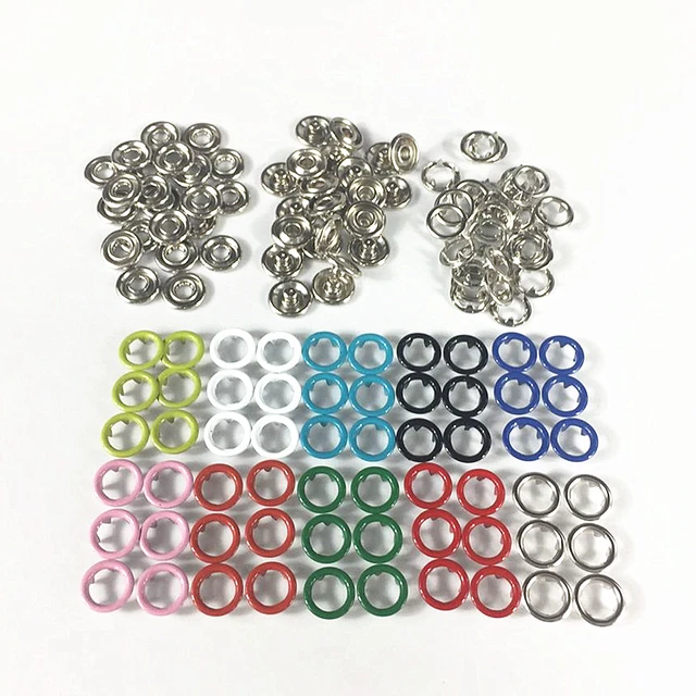 50 sets Multi-Size Silver Color Prong Ring Snap Fasteners Press Studs Snaps  Button 9.5mm, 11mm