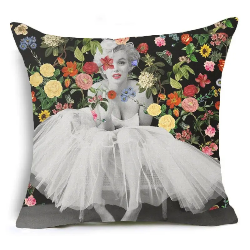 

Monily Audrey Hepburn Letter Linen Cushion Cover Ocean Scenic Bedroom Decorative Pillow Cover Cojines Pillow Cases Home Decor