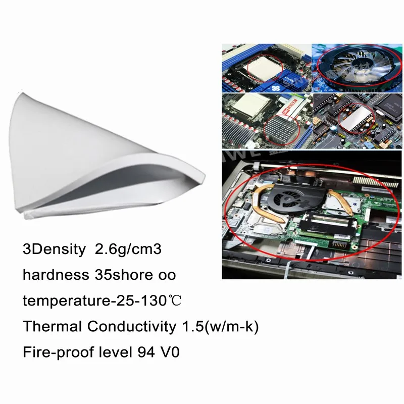 50Pcs Gdstime 100x100x0.5 MM 100mm CPU GPU DIP IC Chip Cooling Heatsink Silicon 0.5mm Thermal Pad