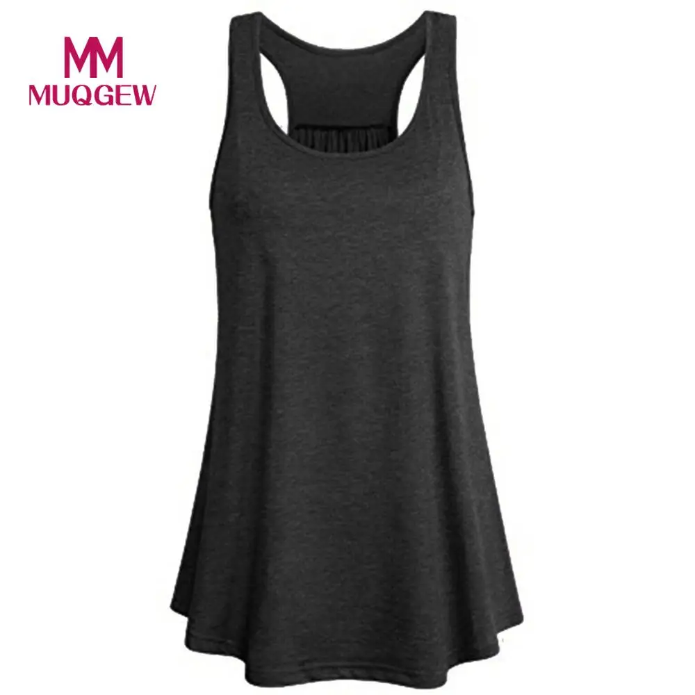 2018 Women Sleeveless Solid Flowy Cotton Racerback Tank