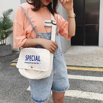 

High Quality Canvas Bag Simple Fashion Women Shoulder Messenger Bag Large Capacity Literary Bag Холщовый мешок большой емкости