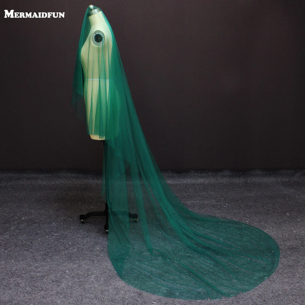 2019 реальные фотографии новый Один Слои 3 м зеленый тюль свадебное платье без гребень Красивая Фата