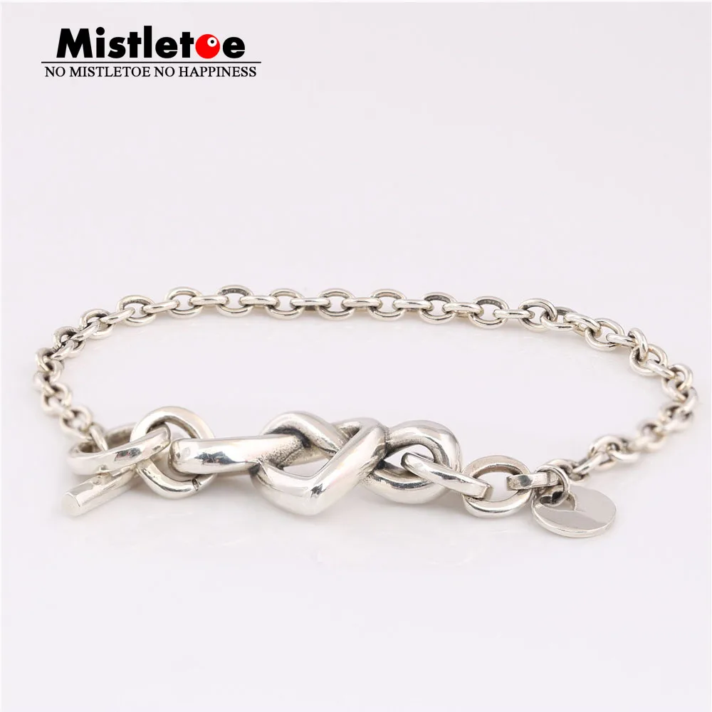 

Mistletoe Authentic 925 Sterling Silver Knotted Heart Bracelet Eurpeon Jewelry