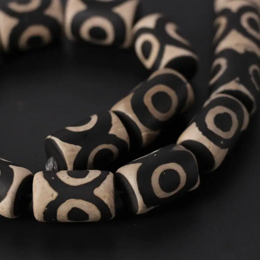 2Strands/Lot,15x20mm Natural Tibetan Onxy Vintag Eye Dzi Tube Cylinder Spacer Beads Wholesale,Bracelet Necklace Jewelry Making