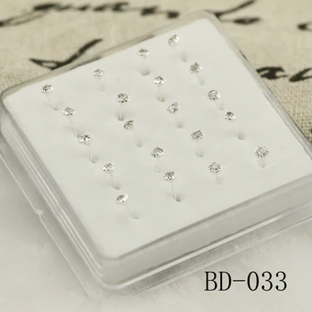 

20PCS Nose Stud Women's Fashion Sexy Body Jewelry Nose Piercing White Round Crystal Nose Ring Piercing Jewelry 2mm 3mm