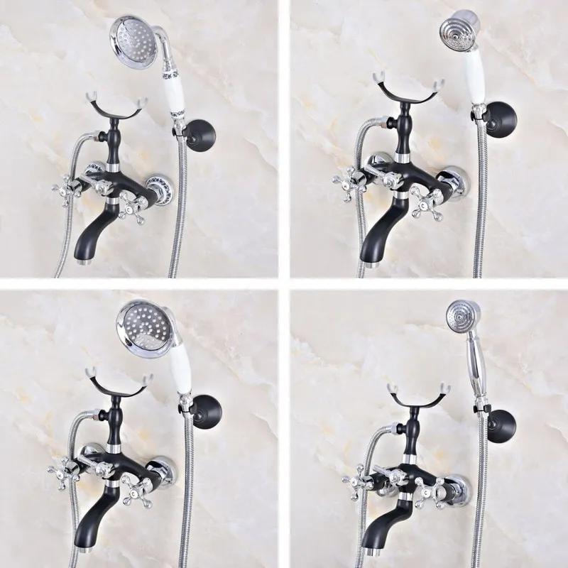 

Wall Mounted Telephone Style Clawfoot bath and shower faucet set shower bathtub faucet Chrome & Black Oil Rubbed Brass ana635
