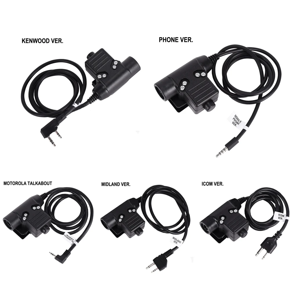 Тактическая гарнитура PTT Plug для KENWOOD Walkie Talkie ICOM Midland Motorola Radio Phone Military адаптер U94