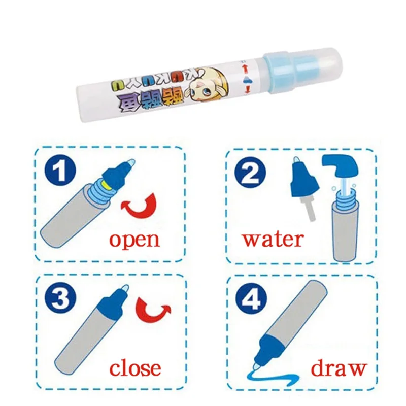 50x34cm Baby Kids Water Drawing Painting Writing Mat Board with Magic Pen Doodle Gift Christmas