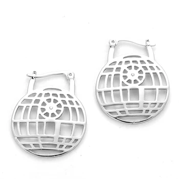 

Star Wars Hoop Earrings Death Star Big Earrings Women the Last Jedi Fandom Movie Jewelry Handmade Accessories