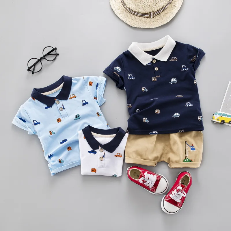 

DIIMUU 2Pcs Toddler Baby Clothing Boys Gentlemen Outfits Summer Fashion Casual Sets Printing Pullovers Laper T-Shirts + Pants