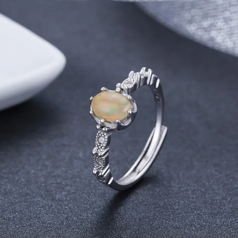 

925 Sterling Silver Oval Natural Opal Rings For Women Wedding Engagement Love Ring with Stone Jewelry Finger Bague Aneis Anelli