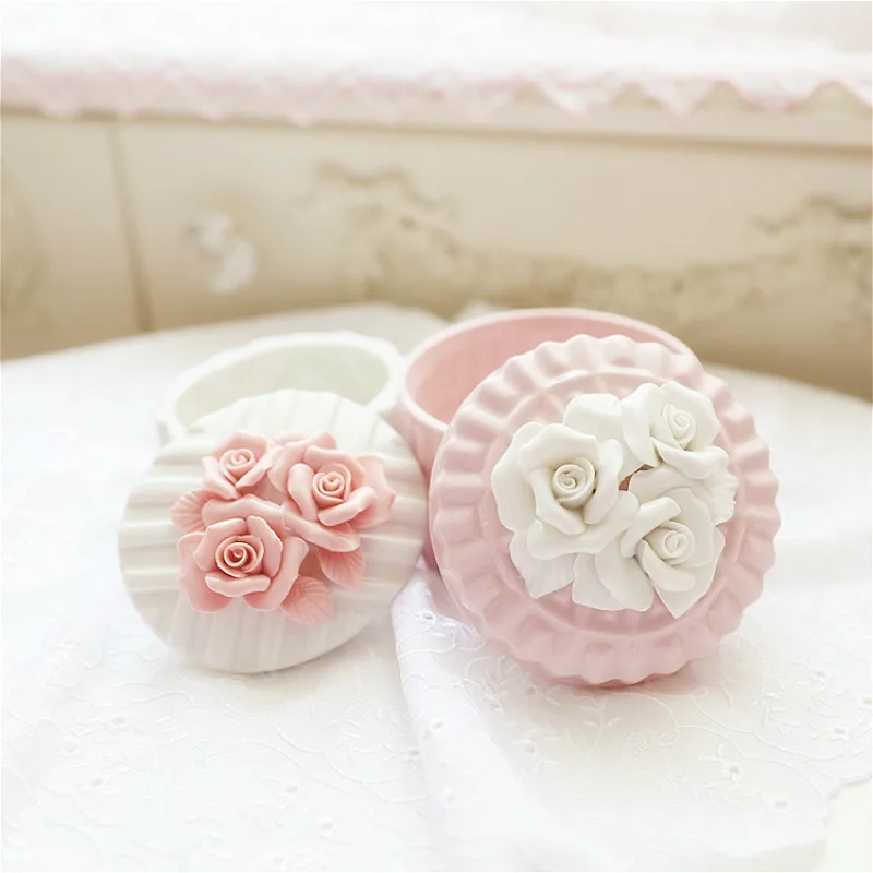

Ceramic Jewelry Box Nordic Storage Tank Food Storage Box Jar Wedding Ring Earrings Candy Container Valentine's Day Present Decor