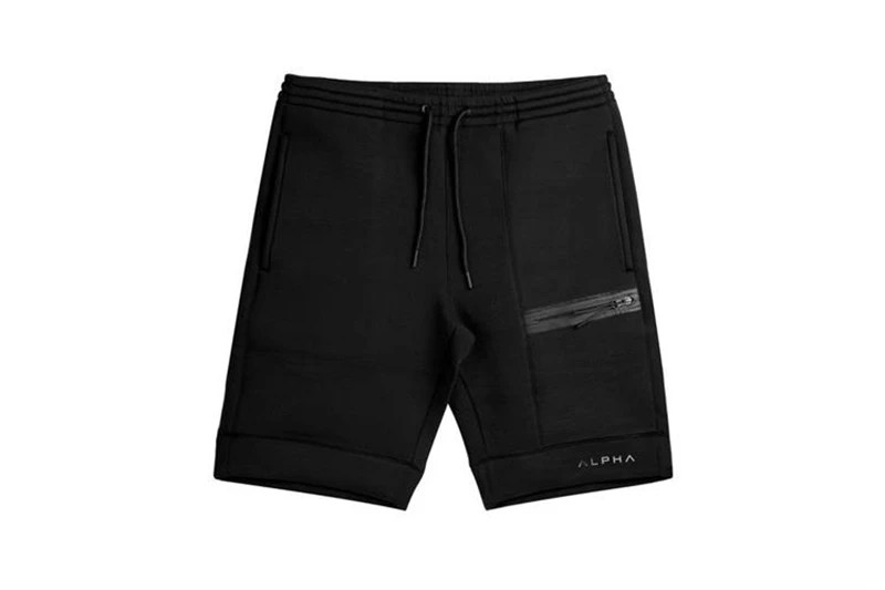Летние новые модные брендовые мужские шорты на молнии в стиле пэчворк для фитнеса, бодибилдинга, Короткие штаны до колен, мужские шорты - Цвет: black