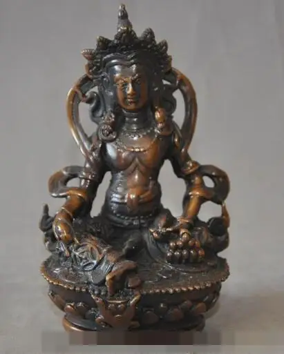 

S00720 Tibet Nepal Buddhism Classical Bronze Yellow Jambhala wealth god Buddha Statue (B0328)