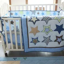 Комплект детского постельного белья из 4 предметов для новорожденных мальчиков голубой звезды