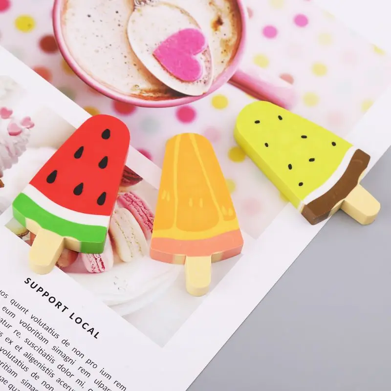 Горячая Распродажа Веселые красочные мороженое форма карандаша резиновый ластик игрушка новизны для школы Для детей