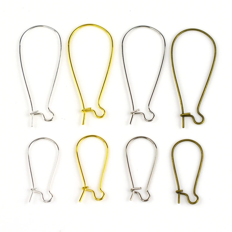 

100pcs 11x24mm/16x38mm Silver /Bronze/Rhodium/Gold Plated Earring hooks Kidney Earring Ear Wires Findings DIY Jewelry Making