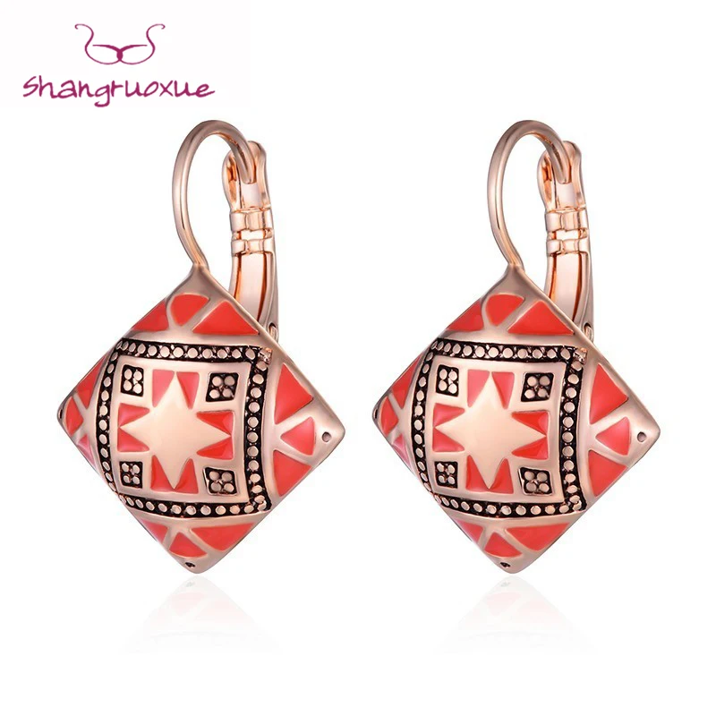 

Rhombus Ethnic Women Danging Earrings Caps Korean Bijoux Femme 2018 Retro Hanging Earrings Drop Jewelry