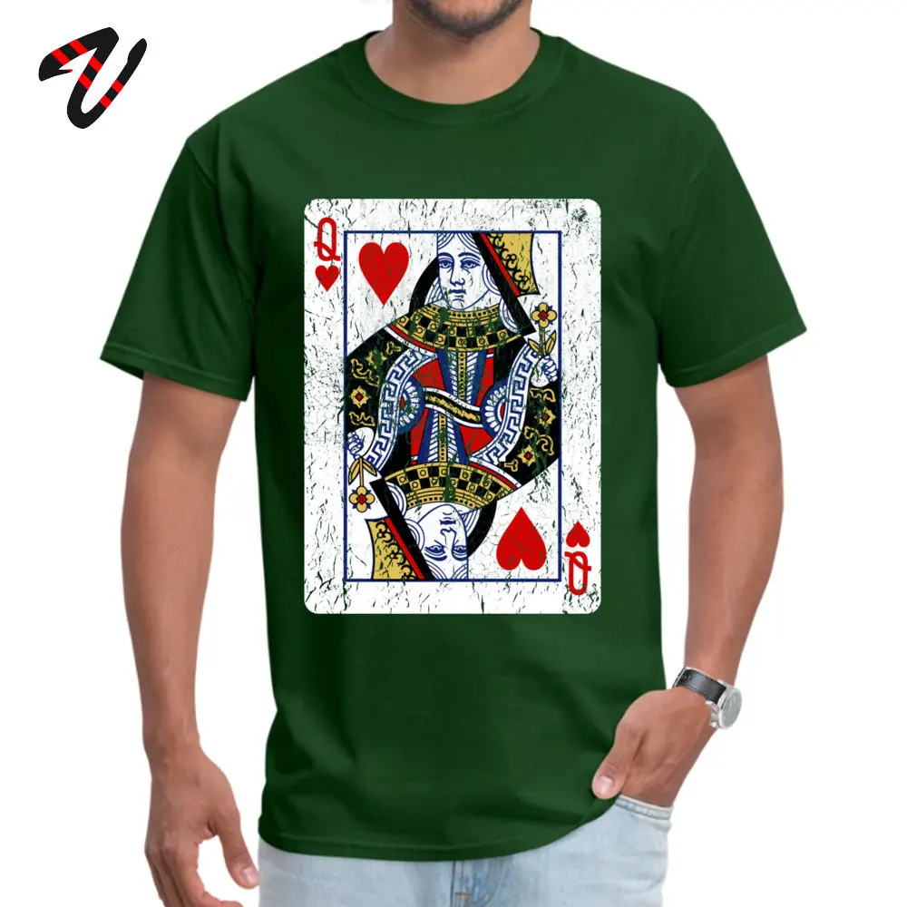 Queen of Hearts Playing Card Top T-shirts for Men 3D Printed Summer Fall Tops T Shirt New Arrival Tee-Shirts O-Neck All Cotton Queen of Hearts Playing Card15335 dark